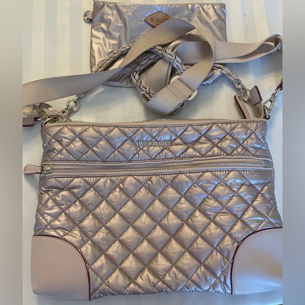 MZ Wallace Rose gold Metallic Quilted Crossbody Bag